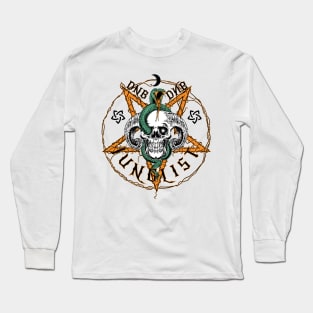 JUNGLIST - DNB Halloween Skull & Pentagram (Black/Orange) Long Sleeve T-Shirt